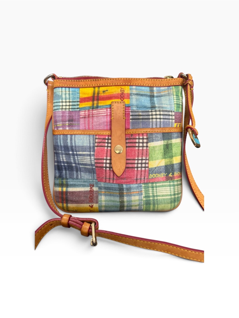 Dooney & Bourke Multicolor Plaid Leather-Trim Crossbody